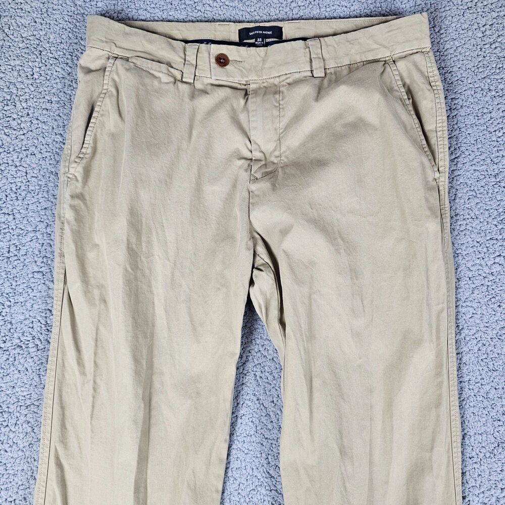 Saks Fifth Avenue Pants Mens 33x32 Khaki Cotton Chinos Regular Straight Trouser